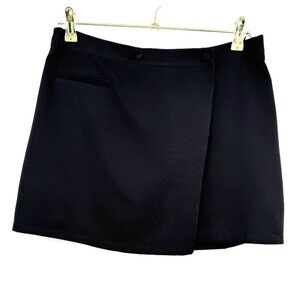 New Boohoo Wrap Tailored Womens Mini Skirt Size 8 Black Minimalist Preppy Chic